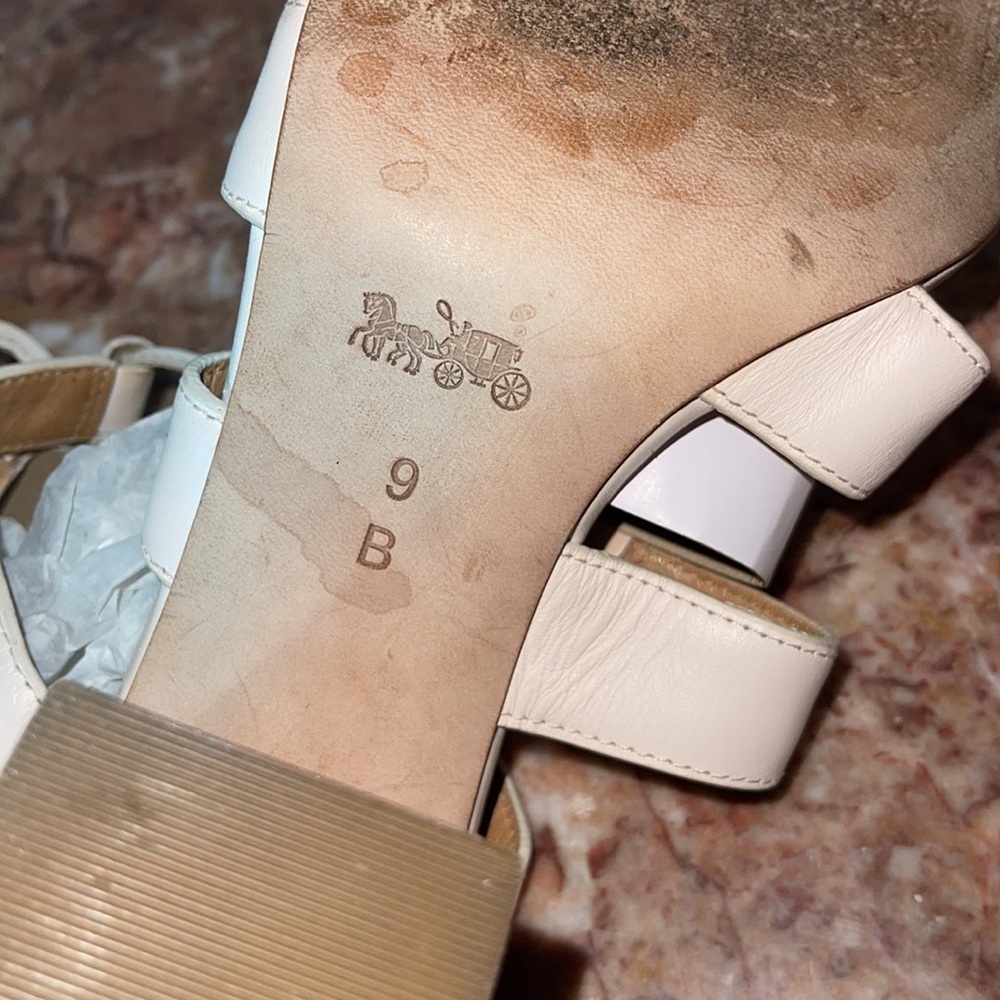 Coach • Larissa Lace-Up City Sandal gladiator cage heeled Chalk blush beige zs 9 - Picture 15 of 15